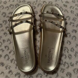 Valentino Garavani Metallic Gold Studded Sandals